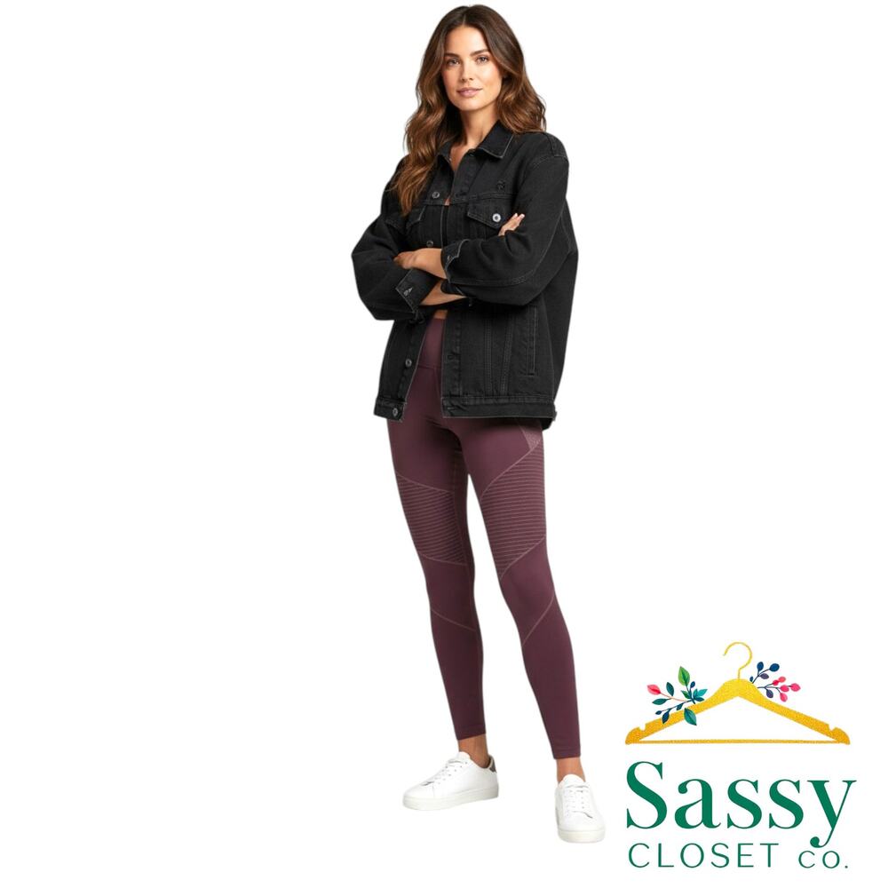 SPANX Seamless Moto Leggings XL Burgundy Red High Rise Shaping Pants